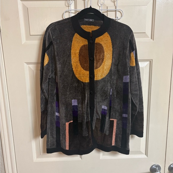 VTG RARE 90’s Nancy Jemio boho Geometric Art Deco Asian Cardigan
